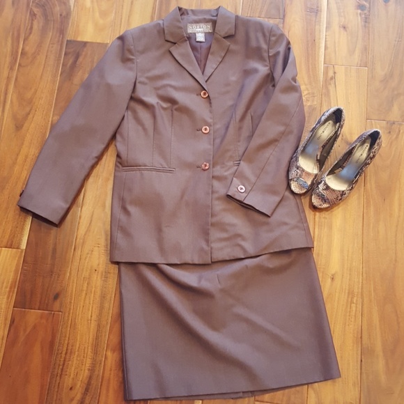 Vintage Norton McNaughton Suit Seperates Neutral Mocha Brown Color Petite 10 - Picture 2 of 8